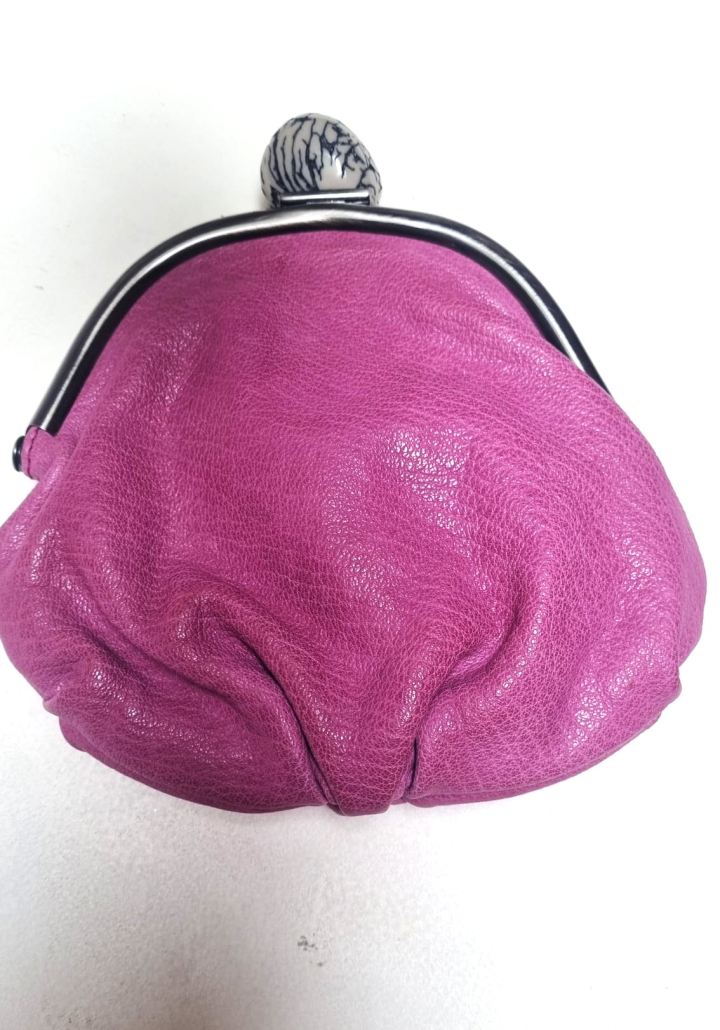Cartera de mano de piel fucsia con tarjetero | ERVA